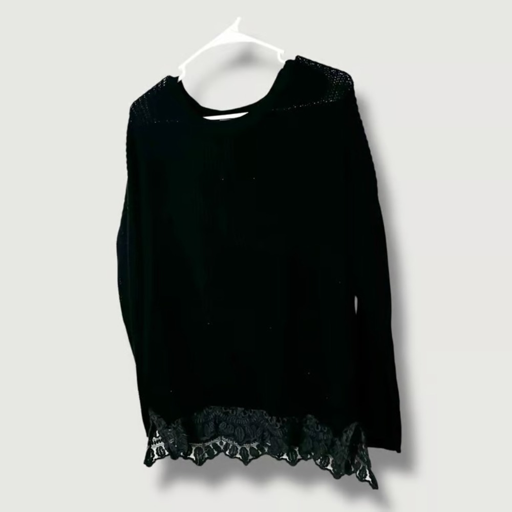 Pins and Needles Black Lace Trim Sweater‎ Size Small